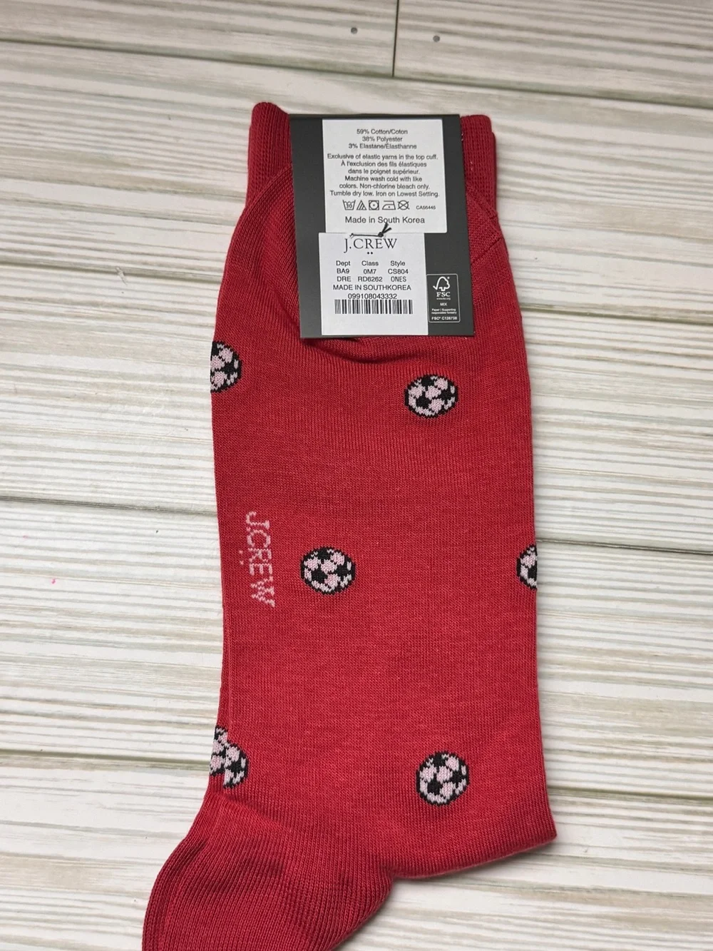 J.Crew Football Pattern Crew Style Red Patterned Crew Socks New with Tag